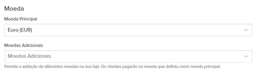 Multi moedas no painel de administração
