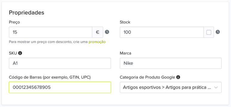 propriedades produto
