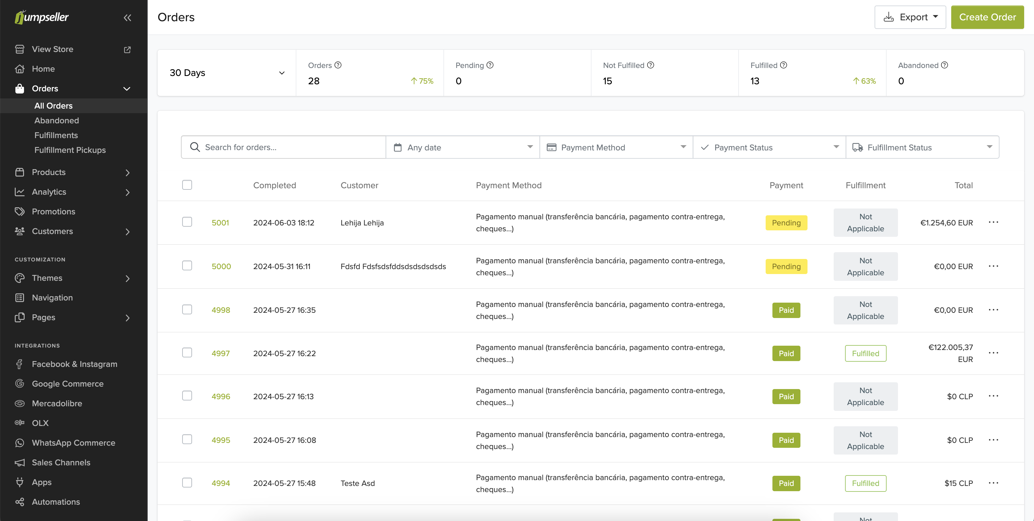 order admin panel