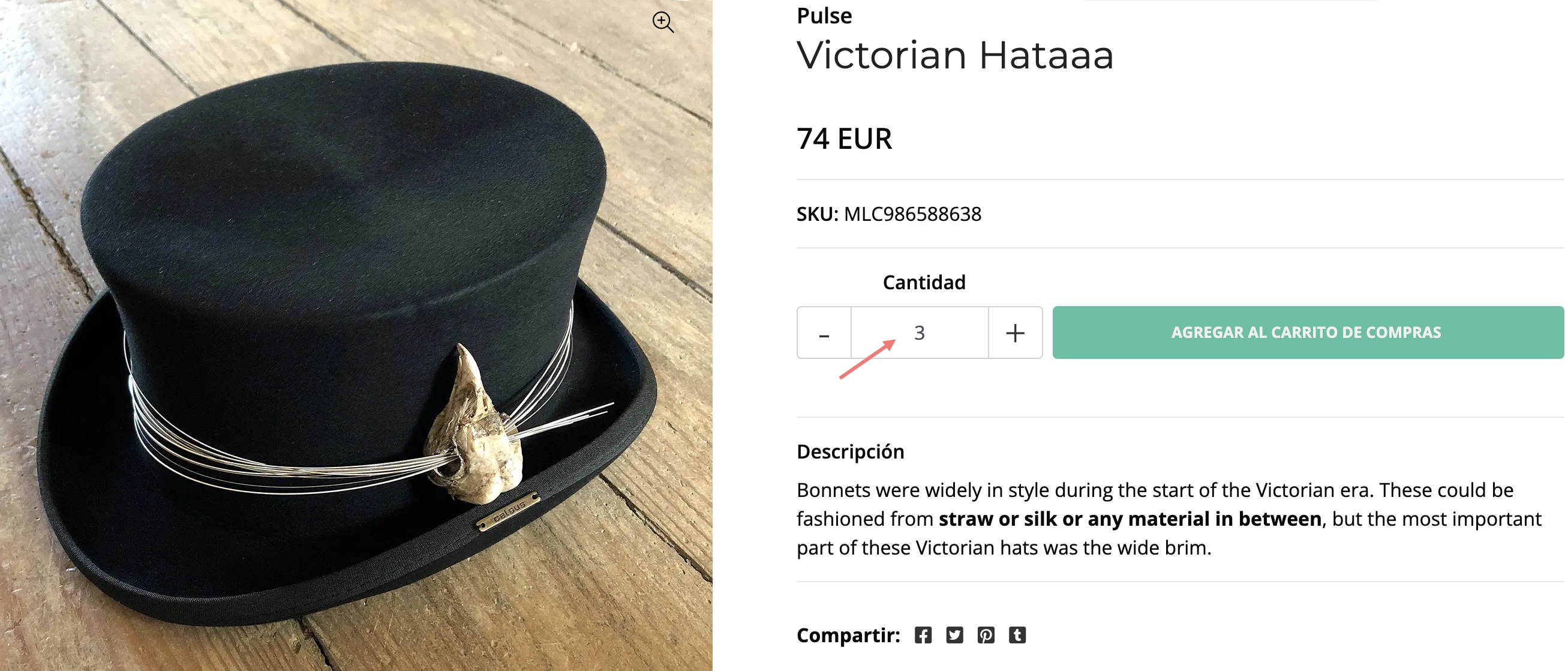 condiciones de compra sombrero