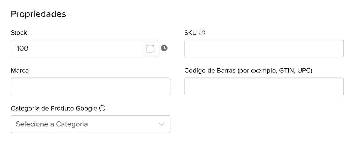 Propriedades do produto